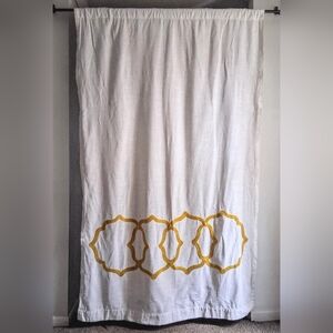 Cotton/Linen Curtan Panel w/ Gold Fretwork Design - Threshold